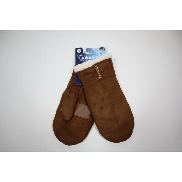 Isotoner Faux Suede Fur Lined Mittens with Smart‎ Touch - Picture 1 of 3